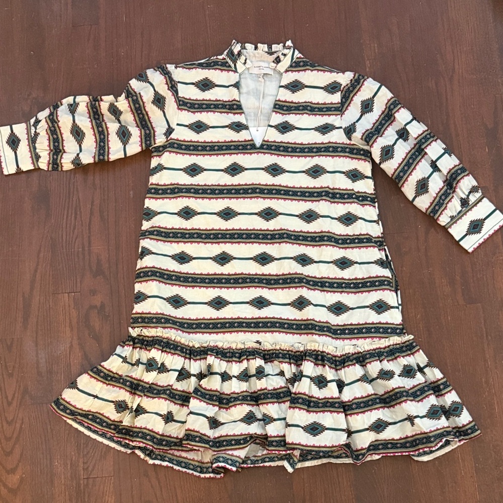 Elizabeth and James Black and Cream Long Sleeve Dress